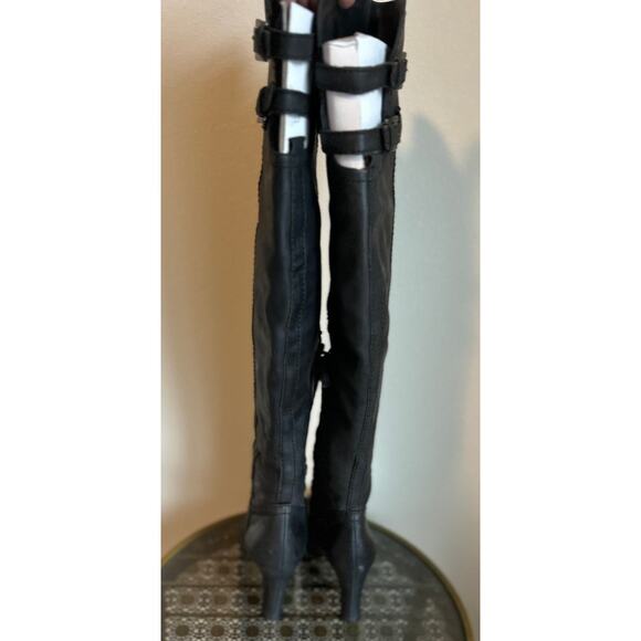 NWOT SAM EDELMAN Black Leather Sutton Over the Knee Heeled Boots Size 6.5M - Picture 6 of 9